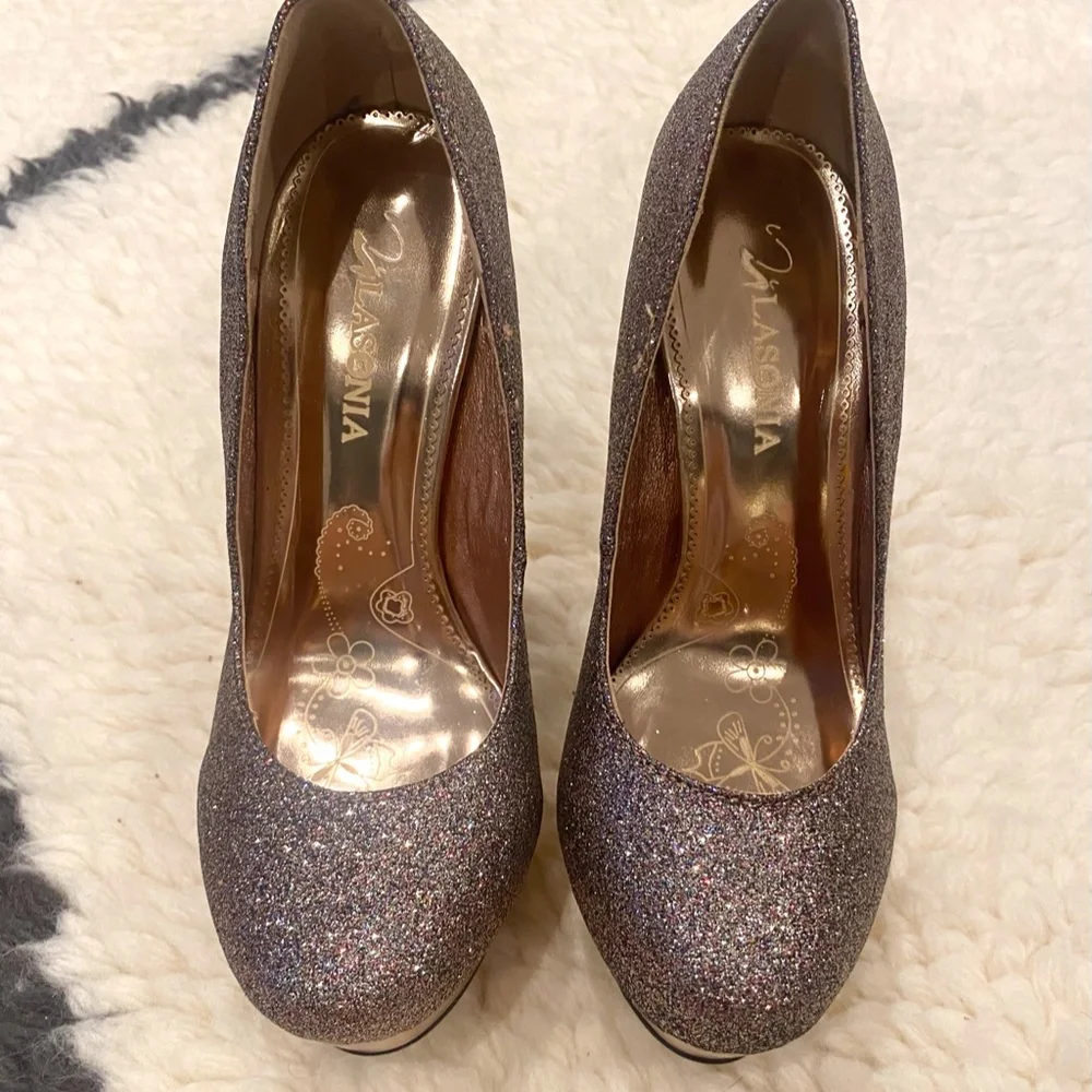 Womens Rose Gold Glitter Pump - Picture 5 of 10